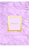 Elisabeth: Custom diary dot grid graph for girls - Cute personalised gold and marble diaries for women - Sentimental keepsake note book journal - Sweet light p