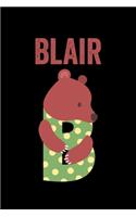 Blair: Animals Coloring Book for Kids, Weekly Planner, and Lined Journal Animal Coloring Pages. Personalized Custom Name Initial Alphabet Christmas or Birt