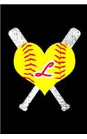 L Monogram Initial Softball Journal