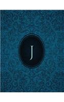 Monogram "J" Sketchbook: Blank Art Pad Notebook Journal(10 Monogram Cerulean 150 Sketch)