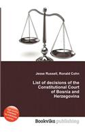 List of Decisions of the Constitutional Court of Bosnia and Herzegovina