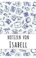 Notizen von Isabell: Kariertes Notizbuch mit 5x5 Karomuster für deinen personalisierten Vornamen