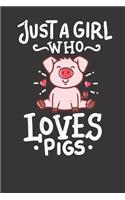 Notebook: College Ruled 6x9 120 Pages Pig Just A Girls Who Loves Pigs Piglet Pigsty Farmer Butcher