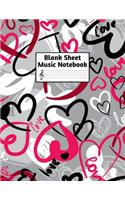 Blank Sheet Music Notebook: Easy Blank Staff Manuscript Book Large 8.5 X 11 Inches Musician Paper Wide 12 Staves Per Page for Piano, Flute, Violin, Guitar, Trumpet, Drums, Cell