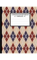 Unruled Composition Notebook: Unruled Composition Notebook 8" x 10". 120 Pages. Beautiful Vest Knitted Diamond Pattern