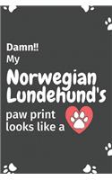 Damn!! my Norwegian Lundehund's paw print looks like a: For Norwegian Lundehund Dog fans