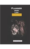 Lion Planner 2020: Yearly, Monthly, Weekly, Daily and Hourly Planner size 8.5 Inch x 11 Inch