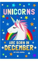 Unicorns Are Born in December Dot Grid Journal