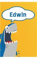 Edwin: Personalized Shark Writting Journal, Notebook, Diary, for Kids 120 Pages 6x9