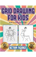 Books on how to draw for kids (Grid drawing for kids - Action Figures): This book teaches kids how to draw Action Figures using grids