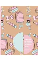 Primary composition notebook: Pink Back to school pattern Story Paper to write in for Girls 120 pages (8.5 x 11 Inch).