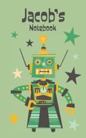 Jacob's Notebook: Cool Personalised Robot Design Notebook for Boys 6x9, 120 Pages