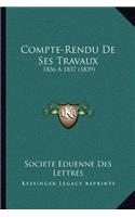 Compte-Rendu De Ses Travaux