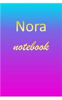 Nora: Blank Notebook - Wide Ruled Lined Paper Notepad - Writing Pad Practice Journal - Custom Personalized First Name Initial N Blue Purple Gold - Taking 