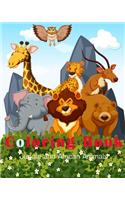 Jungle and African Animals Coloring Book