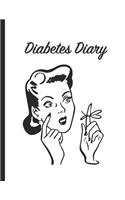 Diabetes Diary: Track Important Daily Blood Sugar Readings - 56 Weekly Logs - Space For Notes - Retro Woman Design