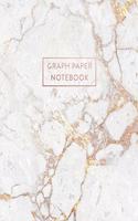 Graph Paper Notebook: White Marble and Shiny Gold Inlay - 8 x 10 - 5 x 5 Squares per inch - 100 Quad Ruled Pages - Cute Graph Paper Composition Notebook for Children, Kid