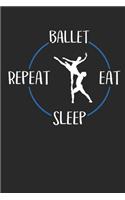 Ballet Eat Sleep Repeat: Notizbuch A5 Kariert 108 Seiten Notizheft - Geschenk für Ballerinas und Balletttänzer