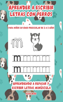 Aprender a escribir letras con perros para niños en edad preescolar de 3 a 5 año
