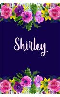 Shirley: Personalized Name Pink Floral Design Matte Soft Cover Notebook Journal to Write In. 120 Blank Lined Pages