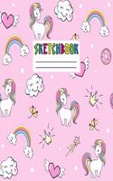 Sketcbook: Cute Unicorn Kawaii Sketch Book for Girls, Kids, Teens, Women (Perfect for Sketching, Drawing, Doodling, Journal, Note Pad, Birthday Party Favors)