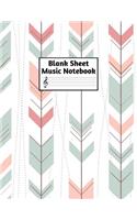 Blank Sheet Music Notebook: Easy Blank Staff Manuscript Book Large 8.5 X 11 Inches Musician Paper Wide 12 Staves Per Page for Piano, Flute, Violin, Guitar, Trumpet, Drums, Cell