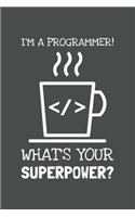 I'm A Programmer! What's Your Superpower?: Lined Journal, 100 Pages, 6 x 9, Blank Actor Journal To Write In, Gift for Co-Workers, Colleagues, Boss, Friends or Family Gift Gray