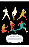 Composition Notebook: Retro Style Batter Baseball Vintage Homerun Fans Lined Notebook Journal Diary 6x9