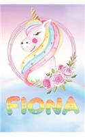 Fiona: Fiona's Unicorn Personal Custom Named Diary Planner Perpetual Calendar Notebook Journal 6x9 Personalized Customized Gift For Someone Who's Surname i