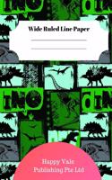 Cute Dinosaur Foot Theme Wide Ruled Line Paper