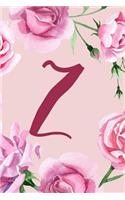 Z: Monogram Notebook Z Initial Journal Pink Floral (6x9) College Ruled Lined Diary Monogrammed Gifts for Women and Girls(Monogrammed Notebooks)