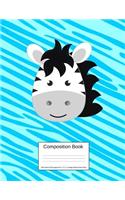 Composition Book 100 Sheets/200 Pages/8.5 X 11 In. College Ruled/ Zebra Blue: Writing Notebook Lined Page Book Soft Cover Plain Journal Safari Africa Zebra