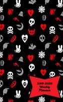 2019-2020 Weekly Planner: Cute Skulls, Goth Hearts & Evil Bunnies Academic Calendar July 2019-December 2020, 6x9