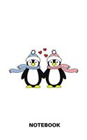 Notebook: Cute Penguin Couple with Scarf - 6x9 Personal Organizer with 120 Blank Pages on Cream Paper