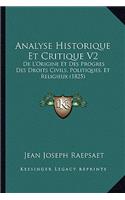 Analyse Historique Et Critique V2