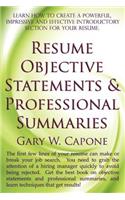 Resume Objective Statements and Professional Summaries