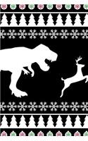 Dinosaur Hunting Reindeer: T-Rex VS Reindeer Xmas Writing Journal Lined, Diary, Notebook for Men & Women