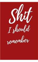Shit I should remember: Internet Password Logbook, Journal & Notebook, Log Book For Disorganized People