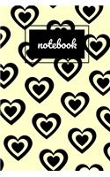 Cream & black heart notebook: novelty notebook 6"x9"