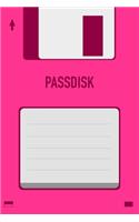 Pink Passdisk Floppy Disk 3.5 Diskette Retro Password log [110pages][6x9]