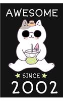Awesome Since 2002: Cute Birthday Gift for Kids Happy 17th Birthday 17 Years Old Cat Gift