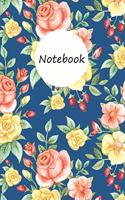 Notebook: Flowers 6 x 9 Inches Cover, 120 Lined Pages Notebook, Great Gift for Graduates, Gift for Birthday, Gold, Pink, Christmas, Blank Collage Ruled Pages