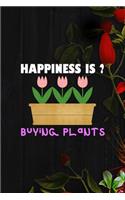 Happiness Is Buying Plants: All Purpose 6x9 Blank Lined Notebook Journal Way Better Than A Card Trendy Unique Gift Black Wood Gardening