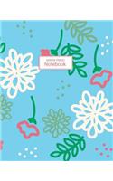 Notebook: Wide Ruled Notebook for Everyday Use Sky Blue with White and Pink Flowers