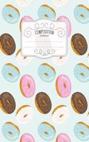 Composition Notebook: Kawaii College Ruled Narrow Line Comp Books for School - Blue Donuts