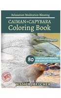 CAIMAN+CAPYBARA Coloring Books: For Adults and Teens Stress Relief Coloring Boo: Sketch Coloringbook 80 Grayscale Images