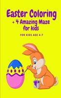 Easter coloring + 4 amazing maze for kids