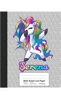 Wide Ruled Line Paper: SERENA Unicorn Rainbow Notebook(Weezag Wide Ruled Line Paper Notebook)
