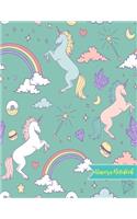 Unicorn Notebook: Cute Kawaii Journal and Diary Large 8.5 x 11 Matte Cover with Blank Lined Ruled White Paper Interior - Perfect for School, Gifts for Kids (Girls and