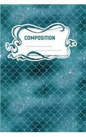 Composition: A 6x9 Inch Matte Softcover Paperback Notebook Journal With 120 Blank Lined Pages - Cursive Paper-Aqua Mermaids Tails